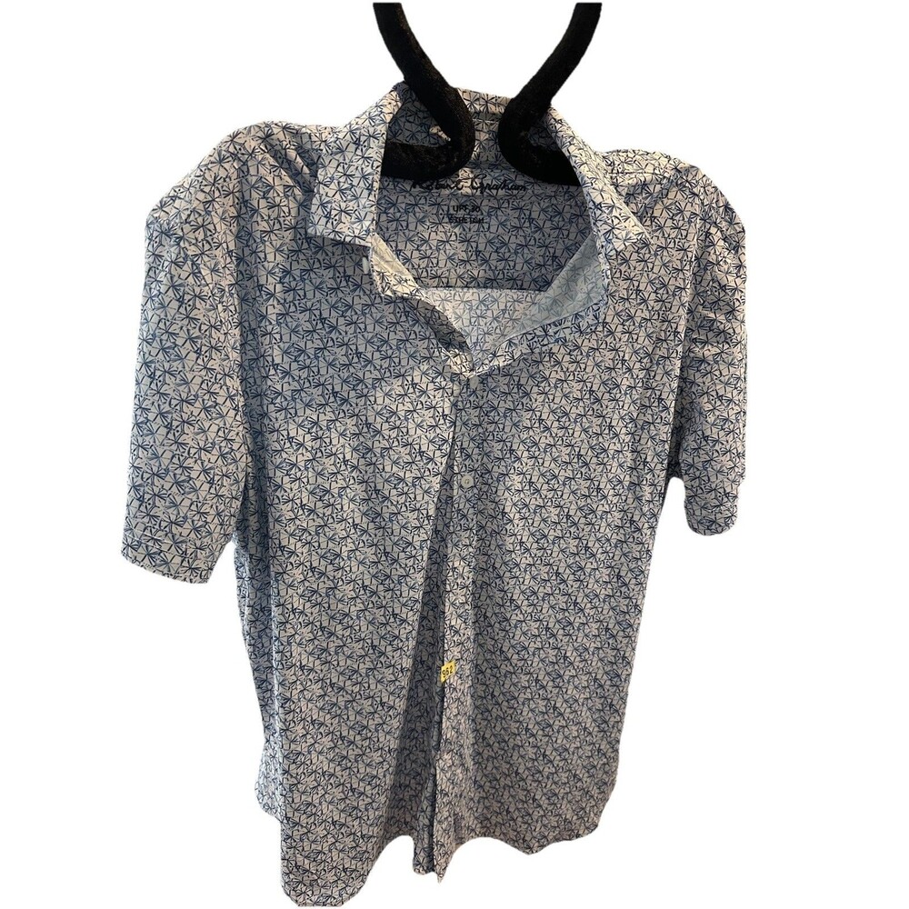 Robert Graham Men's UPF30 Casual Large Classic Geometric Button Up Shirt White